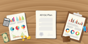 Illustration of three clipboards with different retirement plans on them
